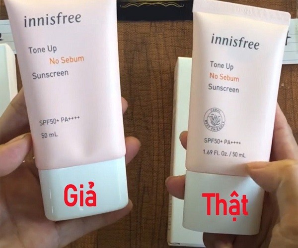 Bí quyết phân biệt kem chống nắng Innisfree hồng thật và giả