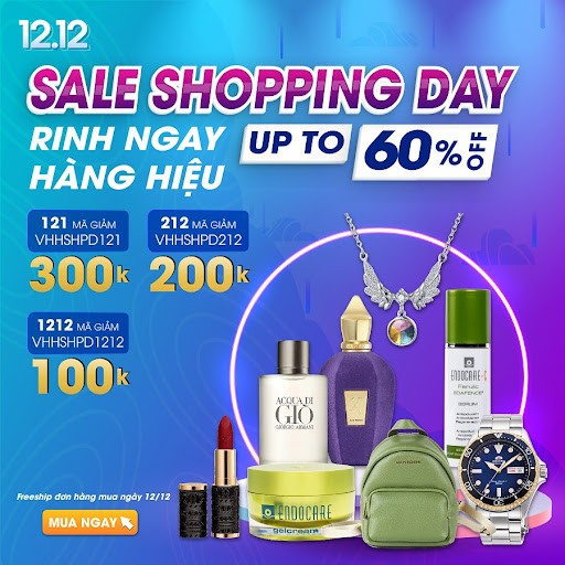 Siêu Sale 12/12, Ưu đãi sập sàn 60%++, tặng voucher 100k, 200k, 300k và freeship toàn quốc