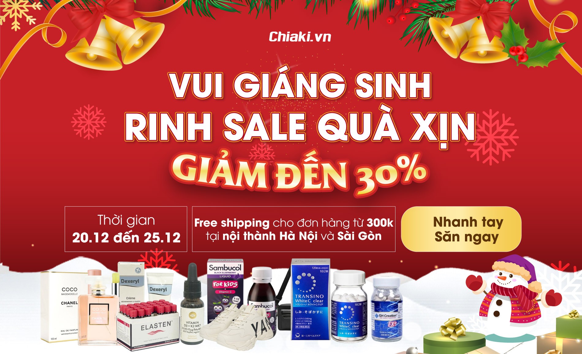 Vui Giáng Sinh - Rinh Sale Quà Xịn từ Chiaki giảm tới 30%