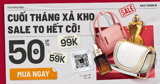 Sale xả kho cuối tháng: Vua Hàng Hiệu tung mã hot 59K, 99K áp dụng toàn sàn