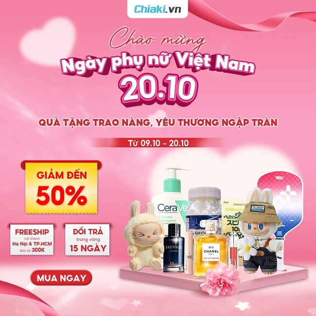 Giảm giá 50% các sản phẩm chỉ có tại Chiaki.vn