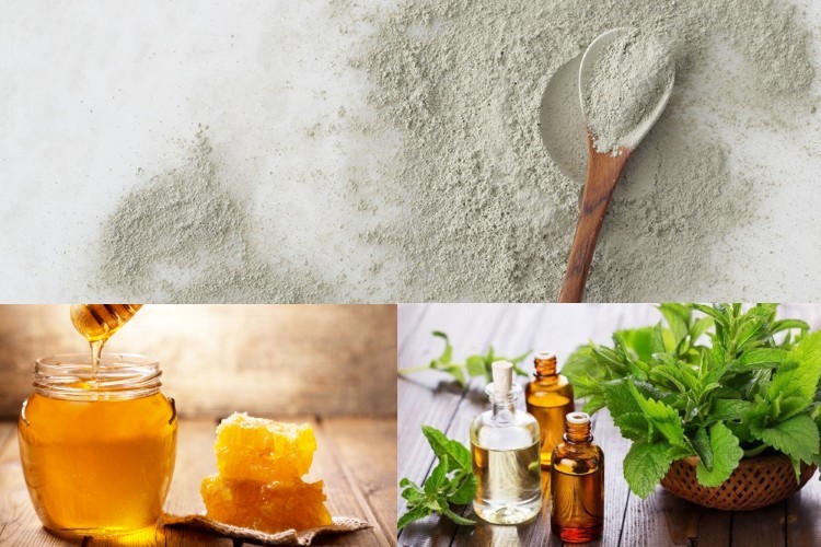 Bột đất sét, mật ong và tinh dầu bạc hà