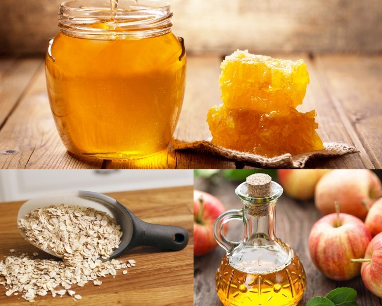 Bột yến mạch, giấm táo và mật ong