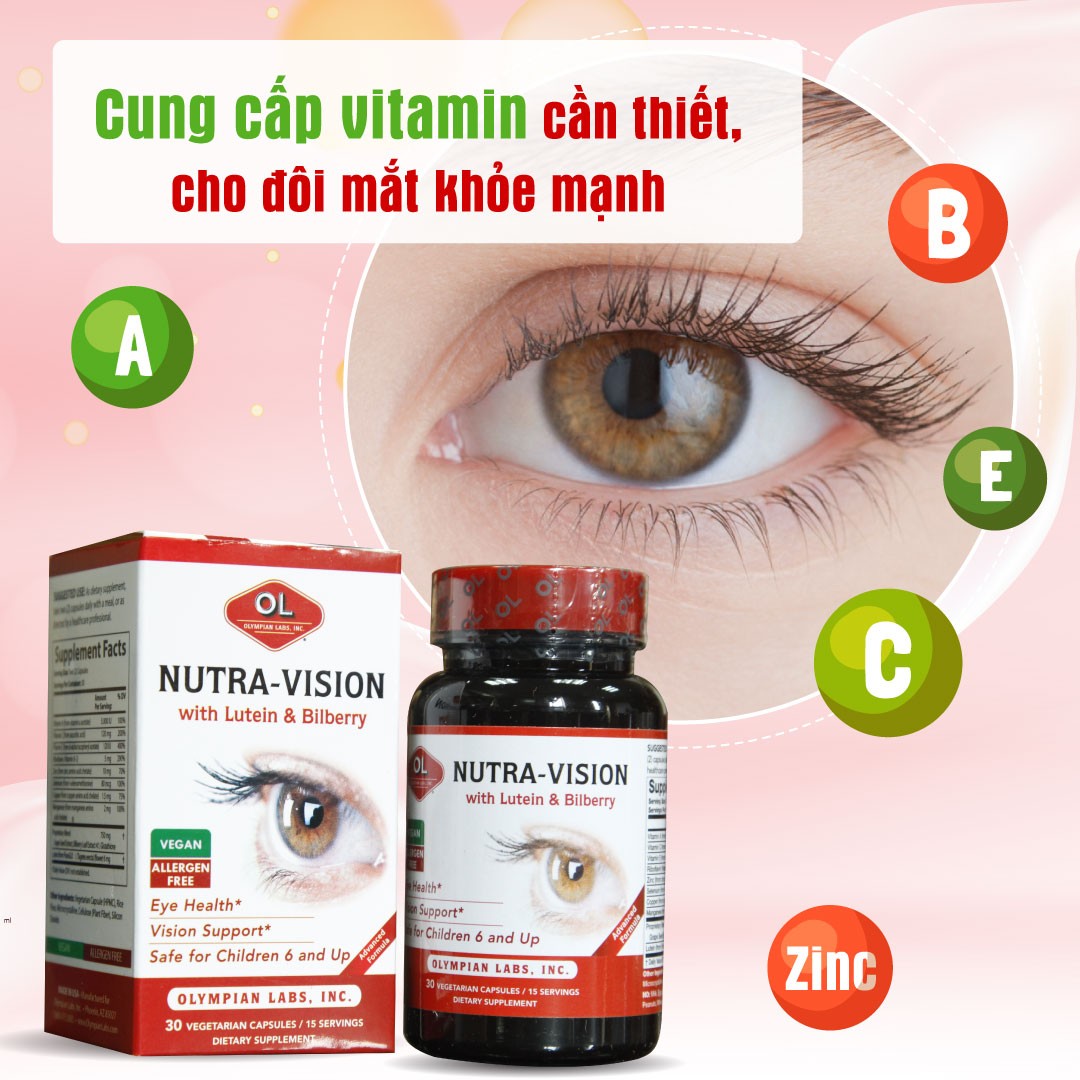 thuốc bổ mắt Nutra Vision with Lutein & Bilberry Hỗ trợ trẻ hóa, ngăn ngừa các triệu chứng ảnh hưởng tới mắt