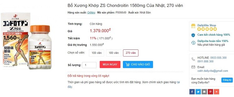 Review viên uống bổ khớp Chondroitin ZS, viên uống bổ khớp Chondroitin ZS, công dụng viên uống bổ khớp Chondroitin ZS