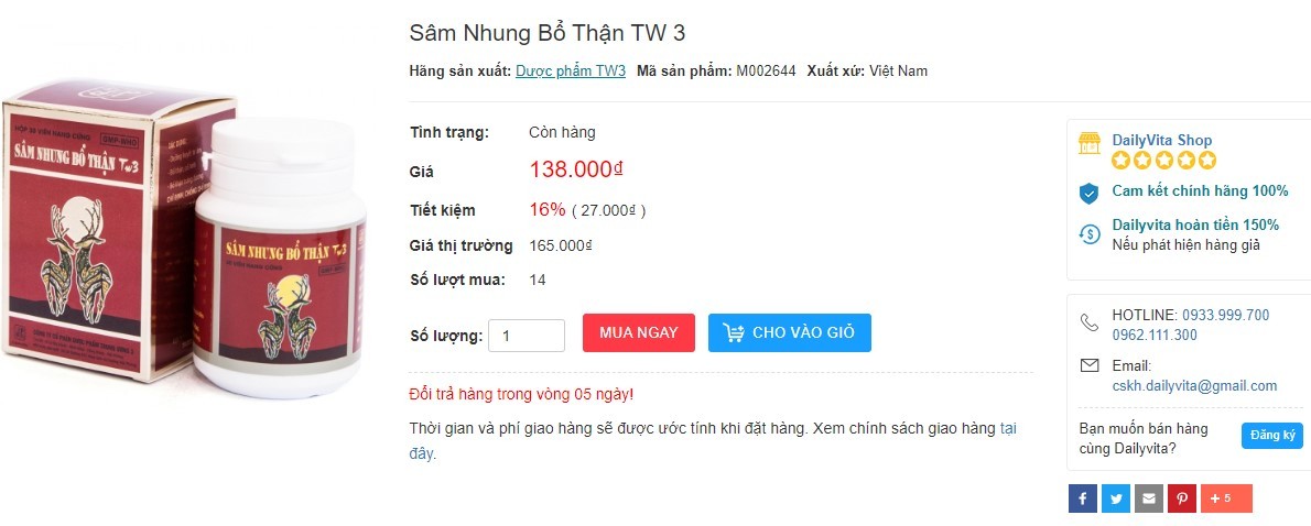 Sâm Nhung Bổ Thận TW 3, sâm nhung bổ thận tw3 webtretho, review Sâm Nhung Bổ Thận Trung Ương 3